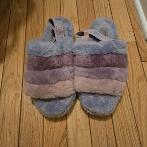 UGG Fuzzy Striped Slippers